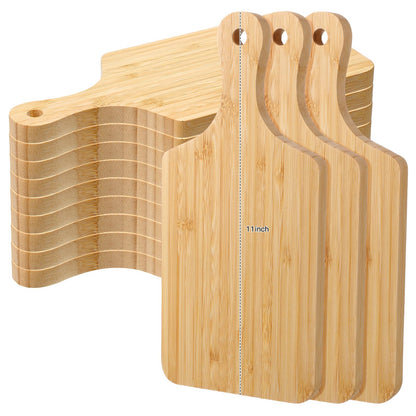 Patelai 12 Pack Thicken Bamboo Cutting Board Bulk, 11x5 Inch Acacia Wood Chopping Crafts Customized Laser Engraving Serving Charcuterie Boards Mother's Day Housewarming Gift,0.60" Thick (Bamboo Wood)