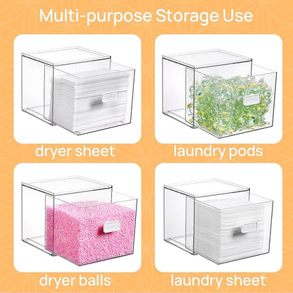Vtopmart 2 Pack Dryer Sheet Holder and Laundry Pods Container, Scent Booster