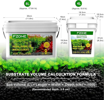 FZONE Aquarium Soil for Planted Tanks- Nutrient-Rich Aquarium Substrate for Fresh Water Live Plants, Dust-Free, Shrimp & Fish Safe，Long-Lasting pH Stable (3mm, 8L/17.64 lb, Black)