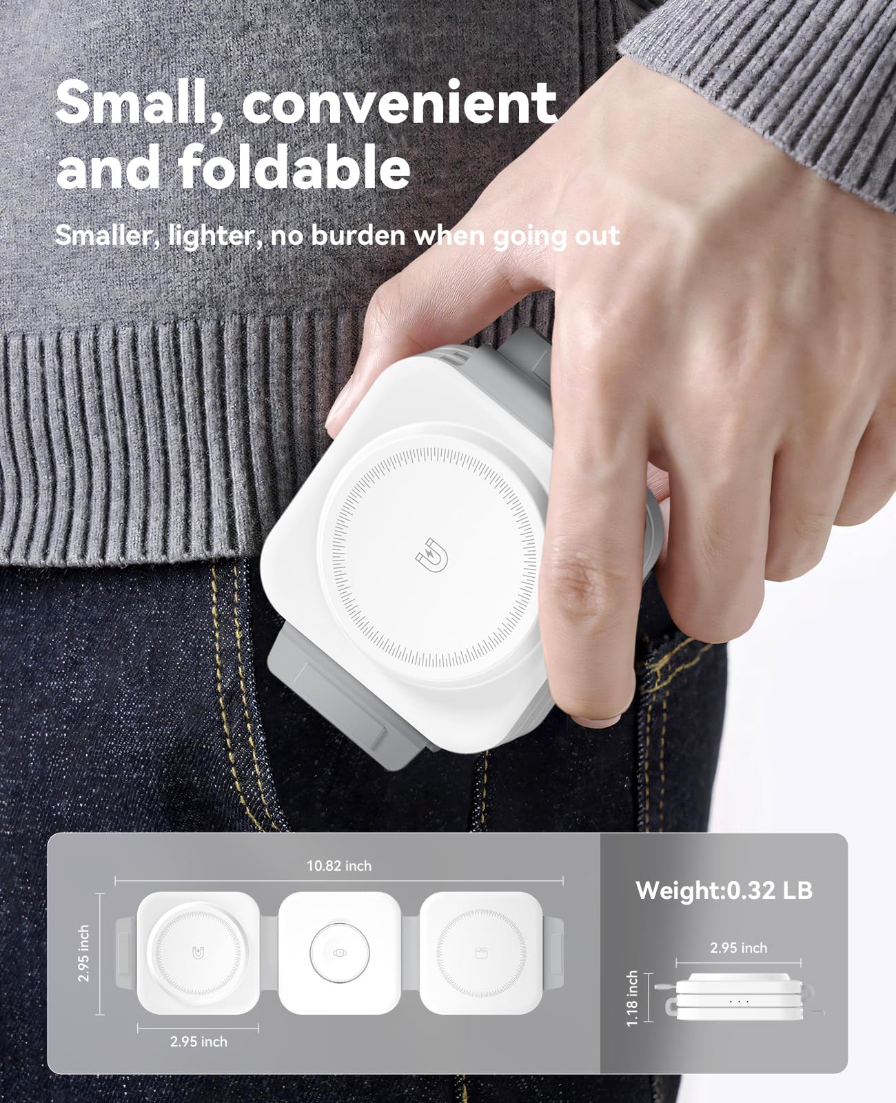 3 in 1 Charging Station for Apple Multiple Devices, Foldable Magnetic Fast Wireless Charger Dock, Travel Charging Pad for iPhone 17 16 15 14 13 12 Pro Max Plus Apple Watch Series & AirPods 4/3/2/Pro