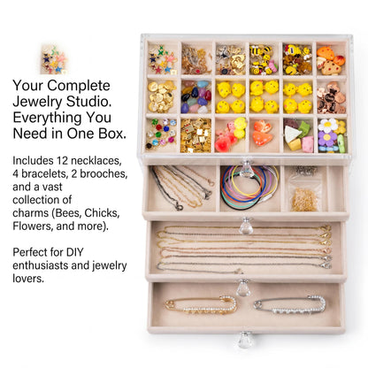175 Pcs DIY Jewelry Making Kit with 26 Gold Alphabet Charms, 12 Birthstone Charms,12Natural Water Drop Stones, Necklace Bracelet Pendants, Brooches, Jewelry Box & Complete Craft Accessories for Girls Women, Gift for Mother’s Day Birthday Christmas
