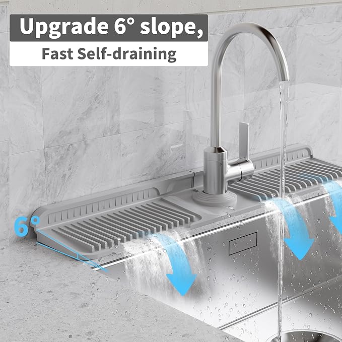 WAFT YEARN 24X5 Inch Silicone Durable Faucet Mat Kitchen Sink Splash Guard