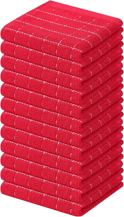 Mordimy 100% Cotton Terry Cloth Dish Cloths, Soft and Absorbent Checkered Dish