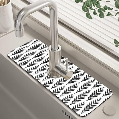 Bohemian Ethnic Herringbone Dish Drying Mat