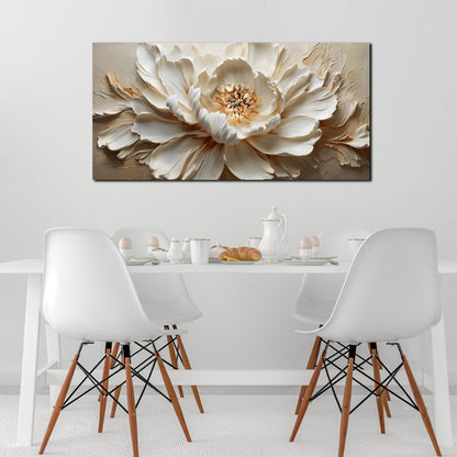 TYTAUPT Flower Painting Wall Decor White Canvas Wall Art for Office Women,Teen Room Decor for Girls,Dining Room Art Wall Decor 24 x 48 Inch