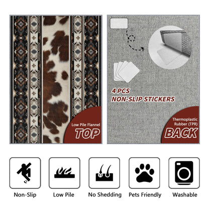 SherAvant Western Rug - 4x6 Rug, Cowhide Aztec Cabin Rustic Area Rugs, Native American Low Pile Stain Resistant Floor Carpets House Decor (Grey/Brown/Black)