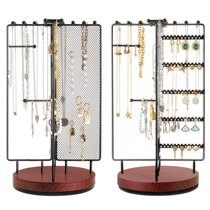 ProCase Rotating Jewelry Organizer Stand Earring Holder Organizer with 28 Necklace Hooks, Jewelry Tree Earring Stand Tower Storage Rack Bracelet Holder, Holds More than 100 Pairs Earrings -Black