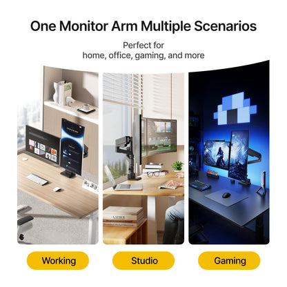 monTEK Dual Monitor Mount Tall Monitor arms for 2 Monitors for 17 to 35 Inch Curved Screen Holds 35 Lbs Adjustable Heavy Duty Monitor Desk Mount Cable Management, VESA 75/100mm