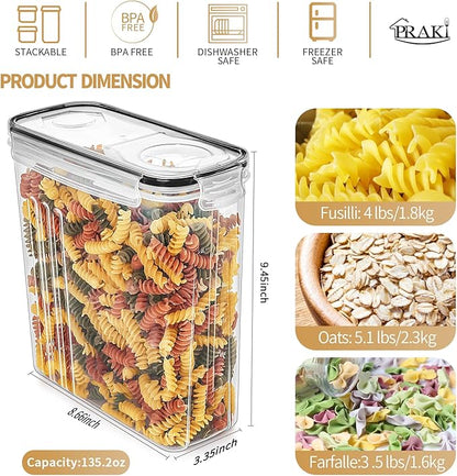 PRAKI Cereal Containers Storage Set, Measuring Cup & Marker