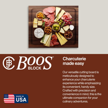 John Boos BBQ Series Rectangular Wooden Walnut Cutting Board 17”x21” – 1.5” Thick, 15-lb Reversible Butcher Block with Juice Groove, Edge-Grain & Finger Grips – Made in the USA