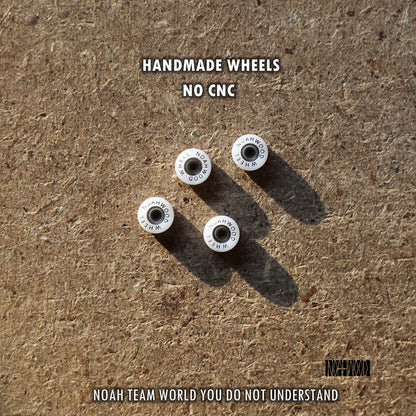 NOAHWOOD Wooden Fingerboard Complete Set (Noah Team 9S Short Nose Short Tail Deck) Hand Mould Made(+34mm Prince Silvery Trucks)(+NW Handmade PRO Wheels ii)(Brown)