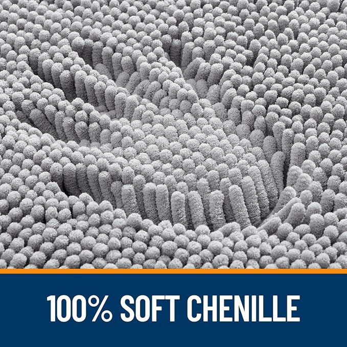 OLANLY Toilet Rugs U-Shaped 24x24, Extra Soft Absorbent Chenille Contour Bathroom Rugs for Toilet, Dry Quickly, Machine Washable, Non-Slip Bath Mat, Grey