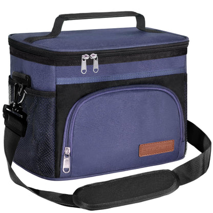 ExtraCharm Insulated Lunch Bag for Women/Men - Reusable Lunch Box for Office Picnic Hiking Beach - Leakproof Cooler Tote Bag Organizer with Adjustable Shoulder Strap for Adults
