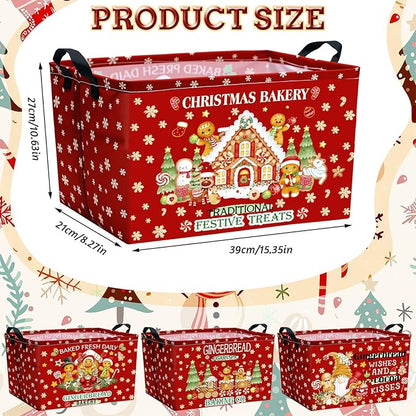 4 Pack Christmas Storage Bin Collapsible Large Christmas Gingerbread Man