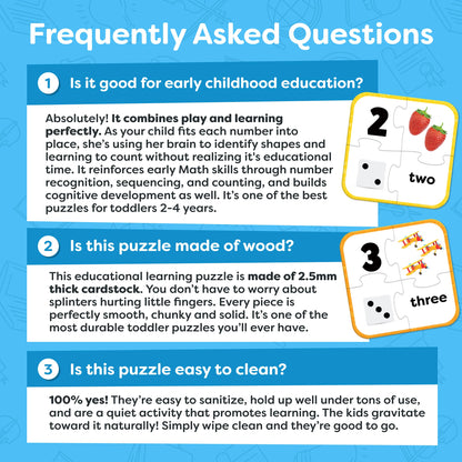 Number Puzzle Kindergarten Math Games - Number Matching Puzzle - 20 Sets Learning Numbers Puzzles - Counting Toys for Toddlers Kids Ages 3-5 - Educational Toys Preschool Learning Activities
