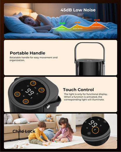 HiLUNDA Portable Electric Space Heater - 1500W PTC Ceramic Fast Safety Heat Heaters with Remote, Timer, 70° Swing, LED Display and Child Lock for Office Bedroom Home Indoor Use