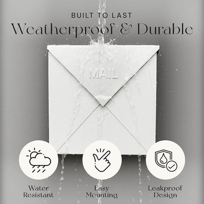 NACH Chicago White Extra Large Mailbox, Rust Resistant Large Mailboxes for Outside Wall Mount, Large Metal Mailbox, Wall Mount Mailbox, Extra Large Capacity Mailbox, 12 x 12 x 4.8 inches, MB-6301WT