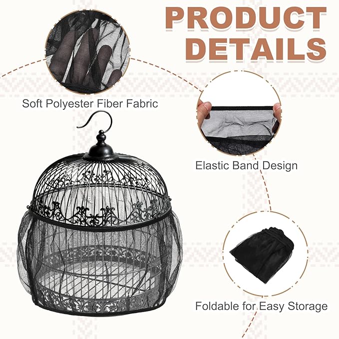 Bird Cage Seed Catcher, Bird Cage Net Cover Seeds Guard, Universal Birdcage Accessories, Black, Circumference 31.5"-43.3", Height 7.9" for Parrot Cockatiel Enclosures