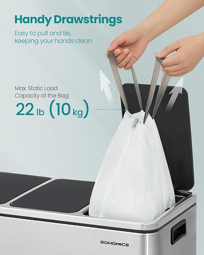SONGMICS Trash Bags for 5.3 Gallon Trash Cans, Drawstring Kitchen Garbage Bags