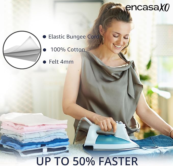 Encasa XO Ironing Board Cover and Pad 54"x18" - 4mm Felt X-Large Iron Board