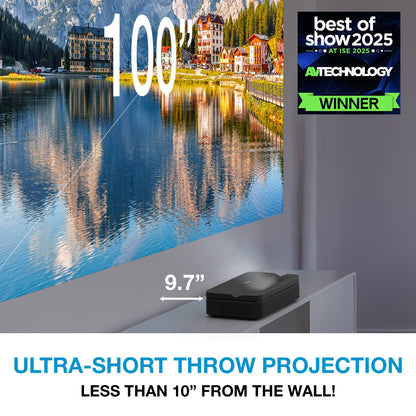 Optoma ML1080UST PHOTON GO Ultra Short Throw 1080p HDR Portable Projector, Triple Laser (RGB), Google TV with Netflix and Disney+ Certified, Home Theater Projector