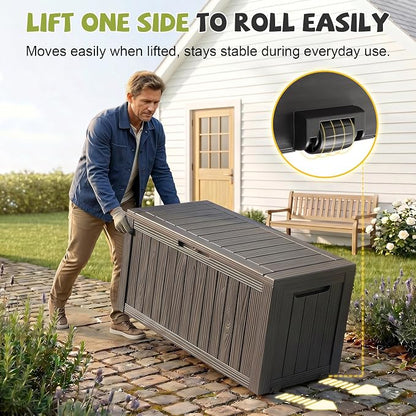 90 Gallon Outdoor Package Delivery Box with Lockable, Waterproof & Weatherproof Secure Parcel Drop Box for Porch, Resin Outside Storage Boxes Black