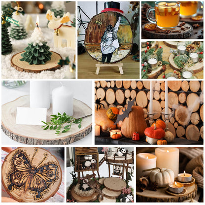 24 Pcs Unfinished Natural Wood Slices for Crafts.3.5-4 Inch Wood Rounds for Craft Supplies. Wood Circles with Tree Bark for Christmas Ornaments,DIY Gifts,Wood Coasters.Painting.