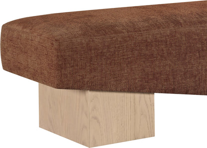 Meridian Furniture 22057Cognac Alora Collection Art Deco Bench with Soft Cognac Polyester Fabric, Natural Finish Solid Wood Frame, 60.5" W x 18" D x 18" H, Cognac