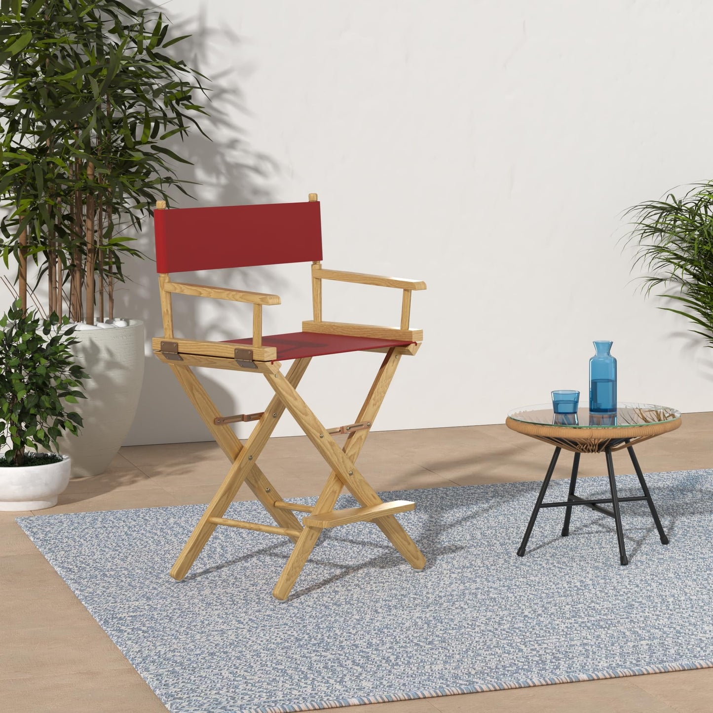 American Trails Extra-Wide Premium 24" Director's Chair Natural Frame with Red Canvas, Counter Height