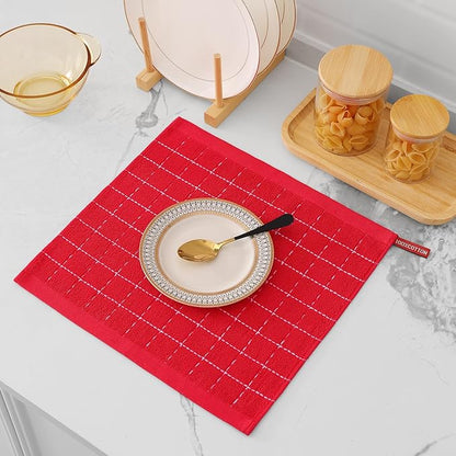 Mordimy 100% Cotton Terry Cloth Dish Cloths, Soft and Absorbent Checkered Dish