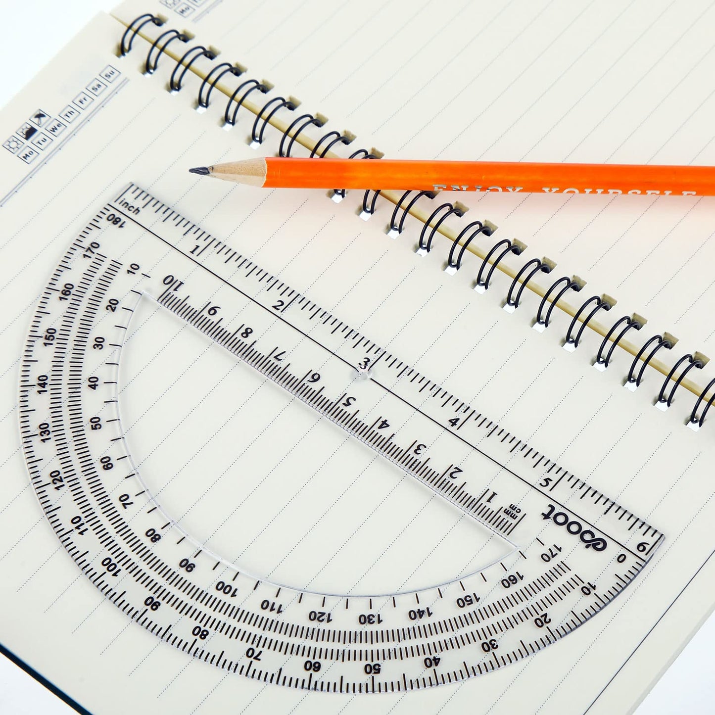 EBOOT 24 Pack Plastic Protractors Math Protractor 180 Degrees 6 Inch (Clear)