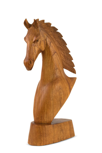 G6 Collection Wooden Hand Carved Horse Head Statue Sculpture Handcrafted Handmade Wood Decorative Home Decor Accent Figurine Decoration Horse (8" Tall)