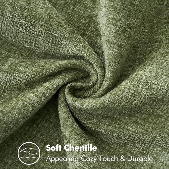 MIULEE Pack of 2 Couch Throw Pillow Covers 18x18 Inch Sage Green Farmhouse Decorative Pillow Covers with Stitched Edge Soft Chenille Solid Dyed Summer Pillow Covers for Sofa Bed Living Room
