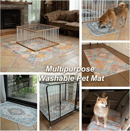 nunubaby Washable Pee Pads for Dogs, Stylish, Non-Slip and Leak-Proof Pee Pads. Reusable Potty Pads for Dogs for Crates and Floors.(Red/Rect,36" x72" )