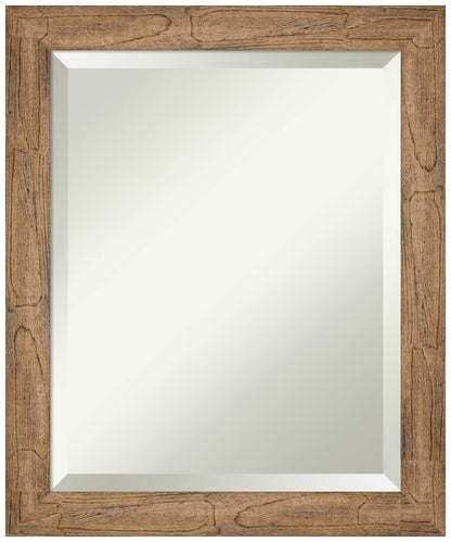 Amanti Art Brown Bathroom Mirror for Over Sink, 24x20 Owl Brown Narrow Rectangle Vanity Mirror, Small Rustic Farmhouse Wood Frame, Hangs Horizonally and Vertically, Bathroom Wall Decor, Beveled Edge