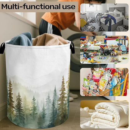 Misty Forest Green Foldable Laundry Hamper