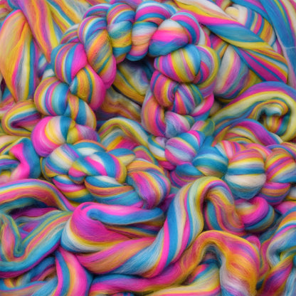 Combed Top Roving. Limited Edition Fiber for Spinning, Needle Felting, Wet Felting, Weaving and Crafting. Colorful Designer Merino, Malibu