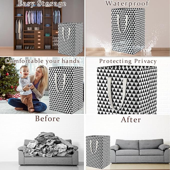 75L Waterproof Laundry Hamper Collapsible Laundry Basket Cotton Handle Laundry