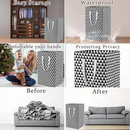 75L Waterproof Laundry Hamper Collapsible Laundry Basket Cotton Handle Laundry