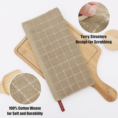 Homaxy 100% Cotton Terry Kitchen Dish Cloths, Ultra Soft and Absorbent Dish