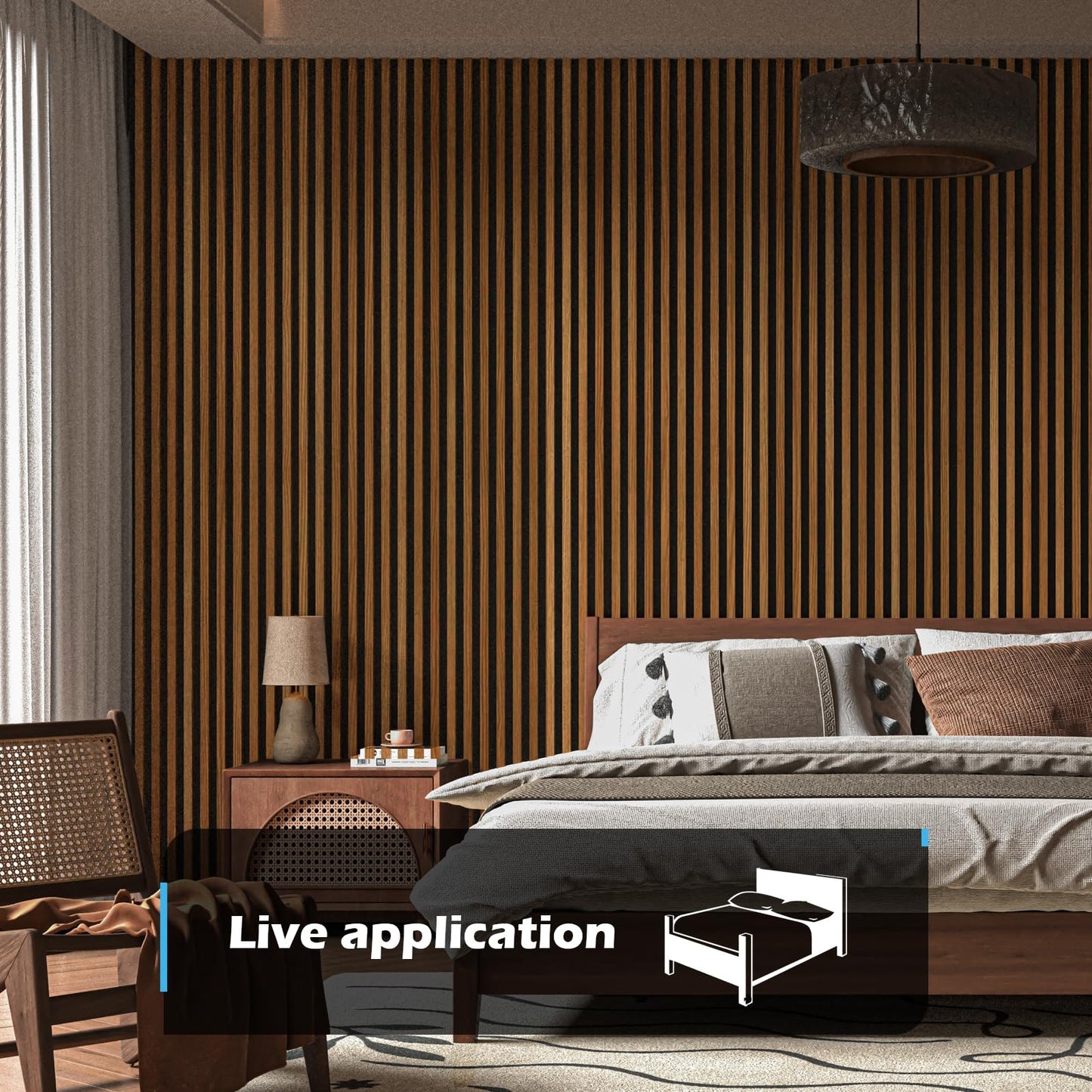 Art3d 4-Pack 48" x 24" Acoustic Wood Panels for Wall, Soundproof Wood Slat Panel for Wall and Ceiling, 3D Fluted Sound Absorbing Paneling for Interior Wall Decor, Living Room, Bedroom - Teak