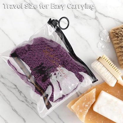 SubSahara Authentic African Net Sponge - 2 Pieces Exfoliating Scrubber for All Skin Types, Bath Sponge for Face & Body, Travel Portable, Durable, Gentle Exfoliation (Berry & Sage Green)