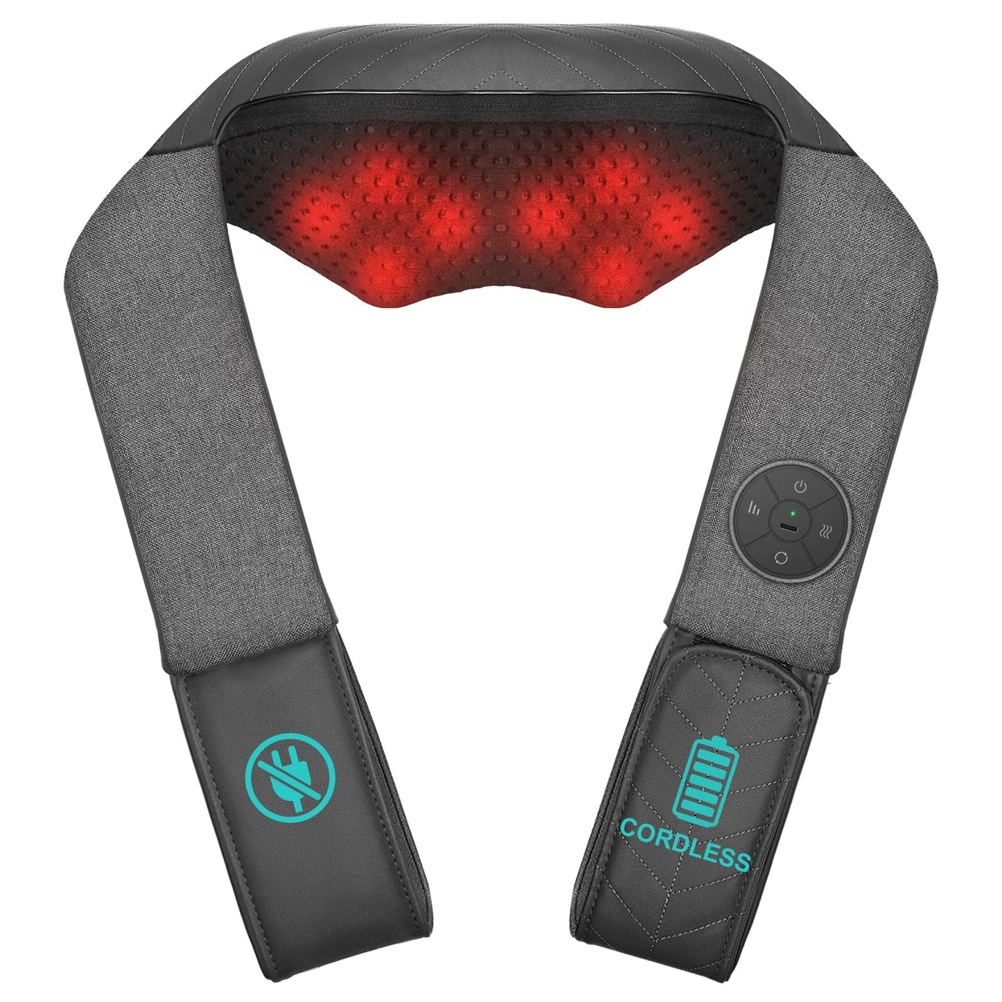Nekteck Cordless Neck and Back Massager for Pain Relief Deep Tissue, Shiatsu Neck Massager with Heat, Portable Massage Pillow for Shoulder, Leg, Body Muscle, Home, Office, Car, for Men Women