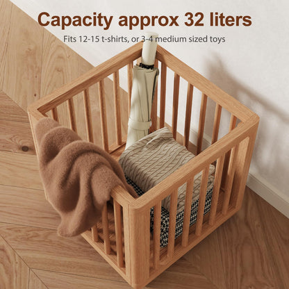 YQJJGL Solid Wood Cactus Coat Rack with 6 Hooks and Storage Basket,Natural