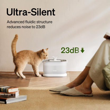 PETLIBRO Cat Water Fountain Stainless Steel Tray, Wireless Pump Cat Fountain, Ultra Quiet Pet Water Fountain, 2.5L Automatic Water Dispenser for Cats, Dual Flow Cat Water Dispenser Easy to Clean