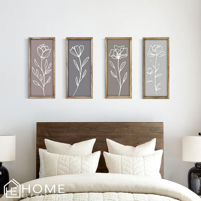 Product Elevations 3D Bathroom Art Set of 4 – Wooden Framed Wall Art for Living Room, Bedroom, Dining, Office, & Kitchen – Boho Botanical Wall Hanging Decor – Modern Farmhouse Home Decor & Luxury Gift
