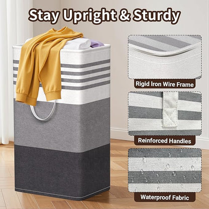 WOWBOX 2 Pack Laundry Hampers Baskets, Freestanding Dirty Clothes Hampers