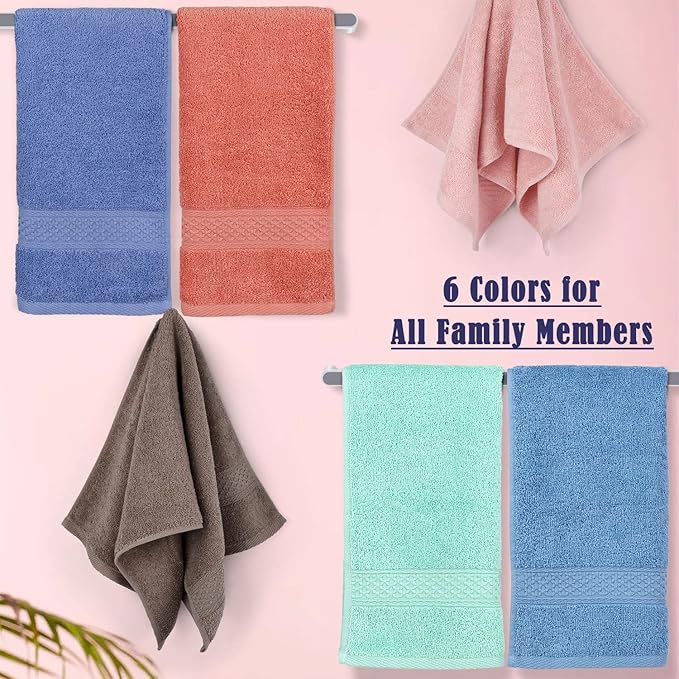 Cleanbear Cotton Hand Towel Set 6-Pack Ultra Soft Hand Towels