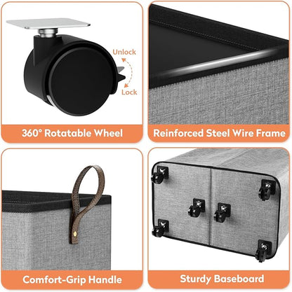 Laundry Basket with Wheels, Collapsible Laundry Baskets, Laundry Hamper with