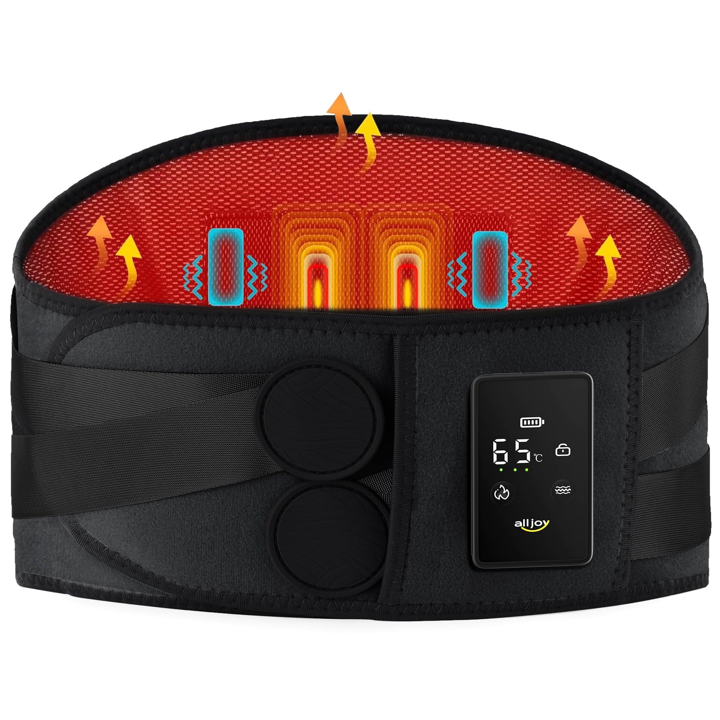 ALLJOY 67" Cordless Heating Pad for Back Pain Relief FSA Eligible HSA, Christmas Gifts for Women Men Mom Dad, Portable Lower Back Massager with 3 Heat 5 Vibration, Wireless Heating Pad for Cramps